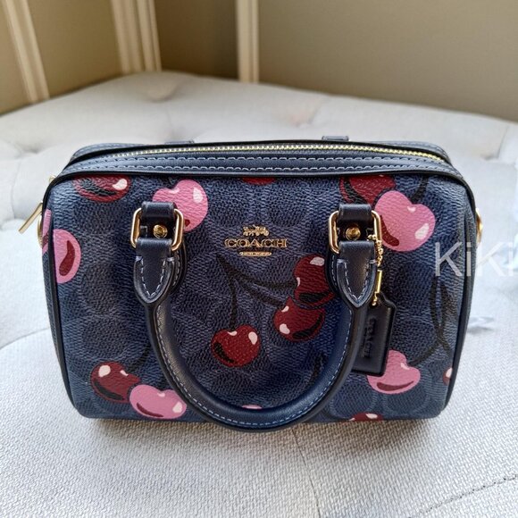 Coach Mini Rowan Crossbody Bag In Signature Canvas With Cherry Print CY741 - Picture 12 of 17